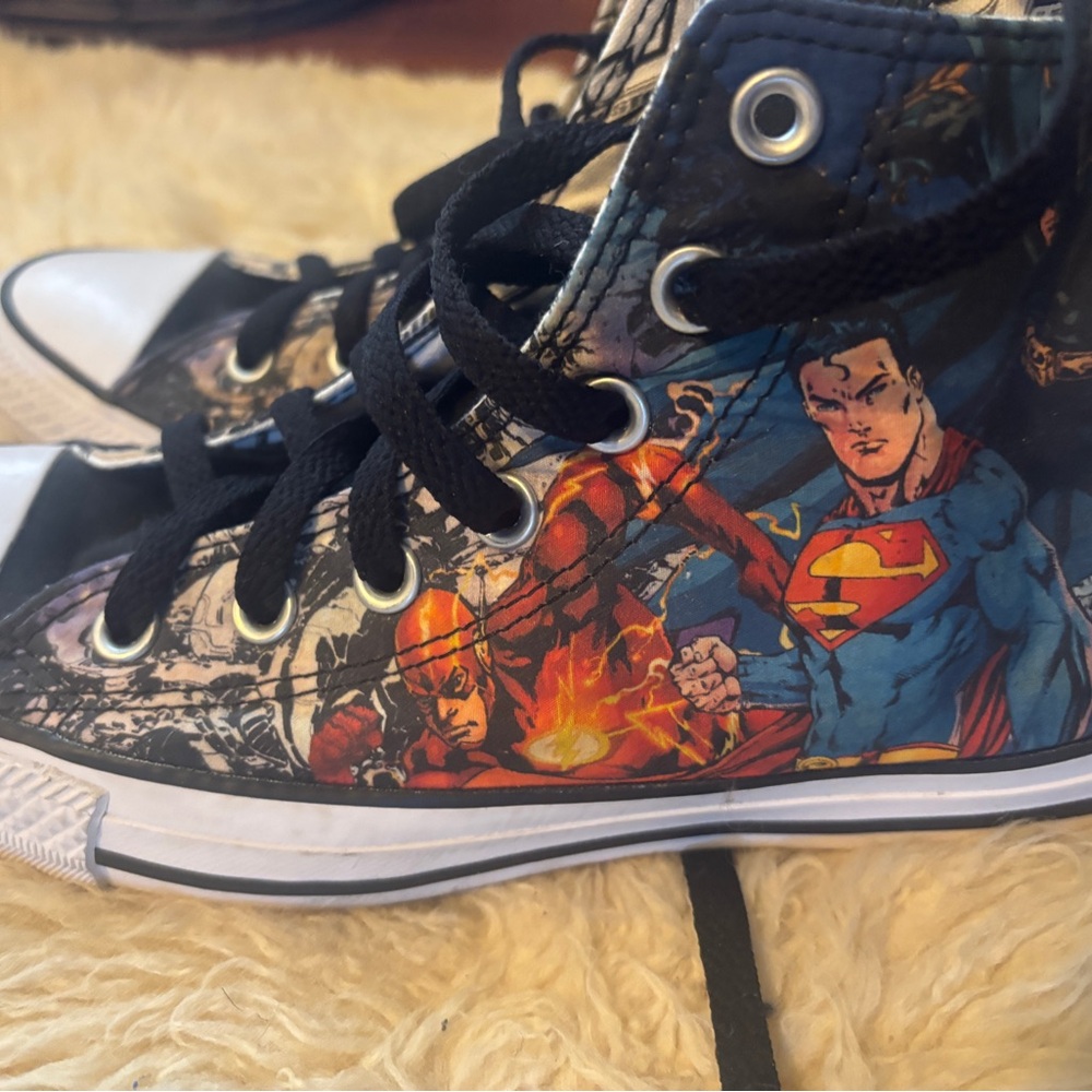 Converse Black and Blue Chuck Taylor Sneakers with Comic Art
